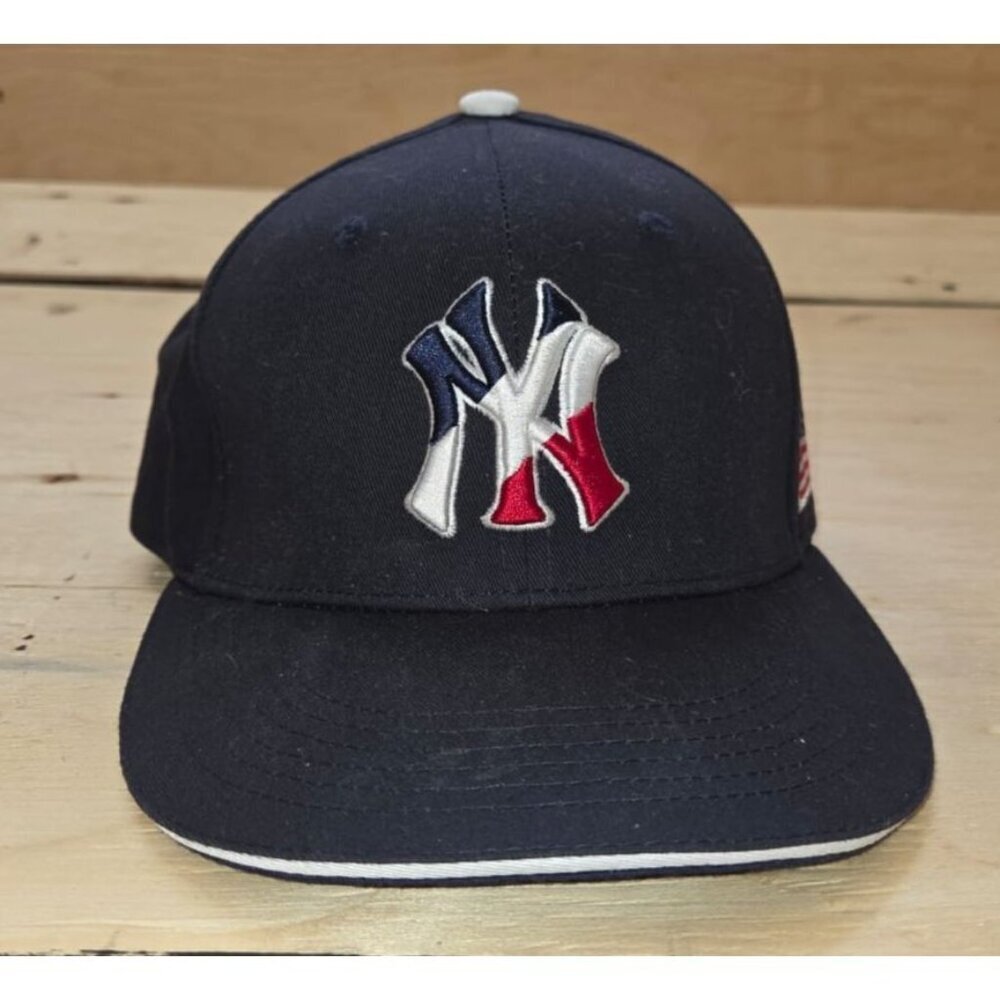 Melonwear Snapback Hat NY Logo Navy Blue USA Flag Patch Patriotic Baseball Cap